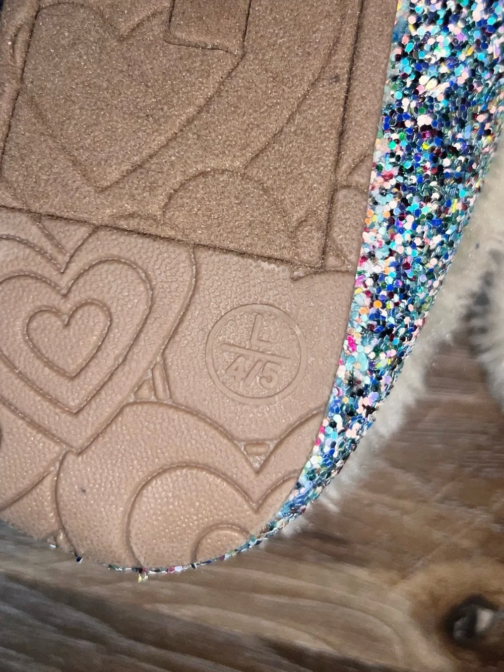 Cat & Jack Multicolor Glitter Sequin Faux Fur Moccasin Slippers, Size L 4/5